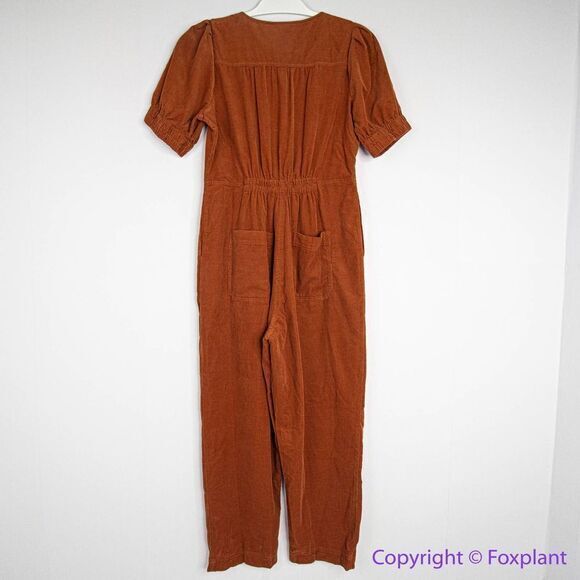 NEW‎ Madewell Corduroy Puff-Sleeve Button-Front Jumpsuit, 4P - Picture 10 of 16